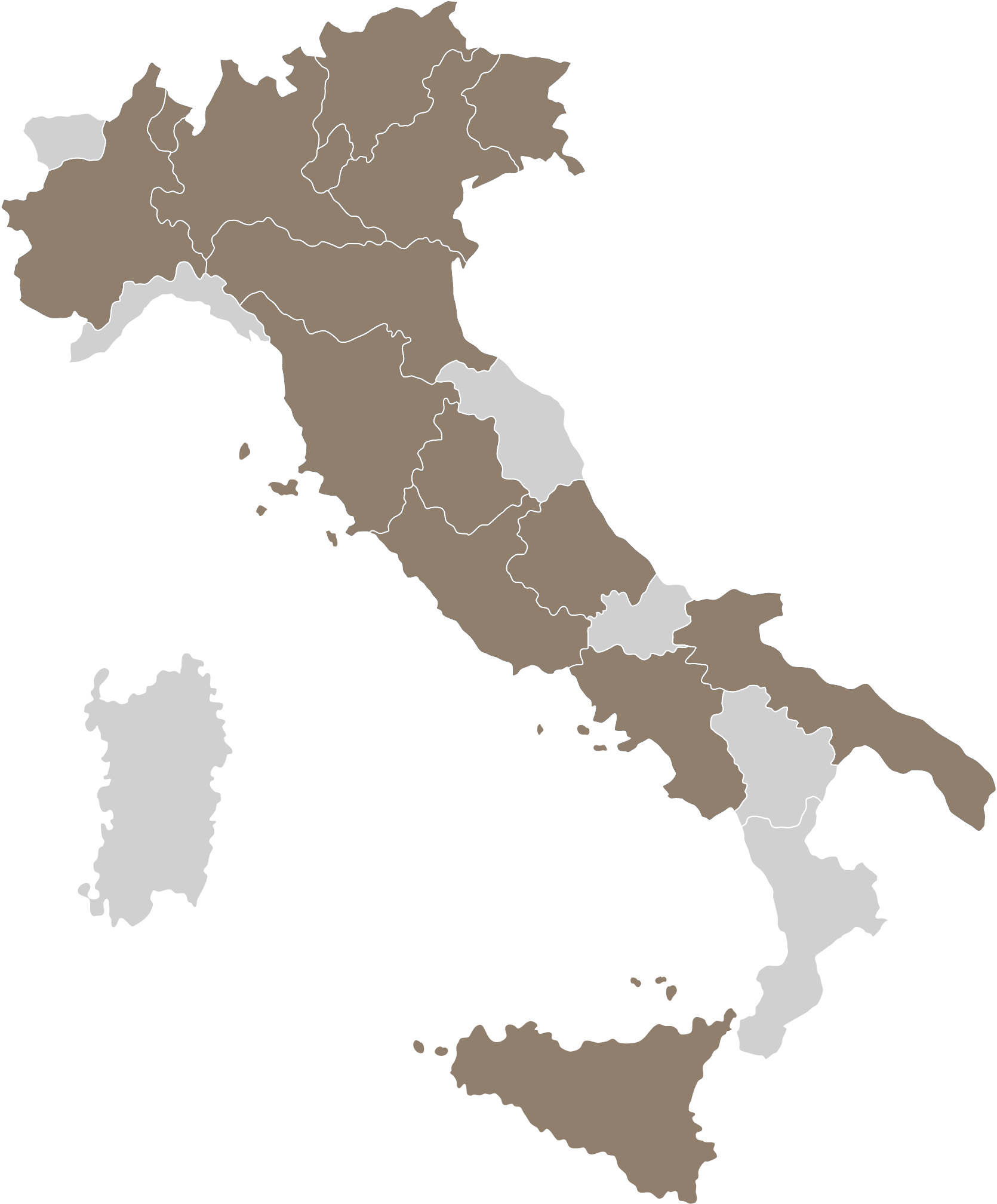 The Italian regions where the firm operates
